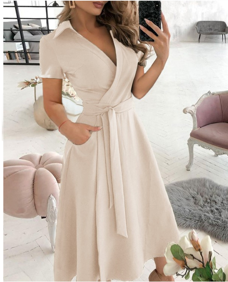 French Vintage Floral Midi Dress - Robe mi-longue à manches courtes pour