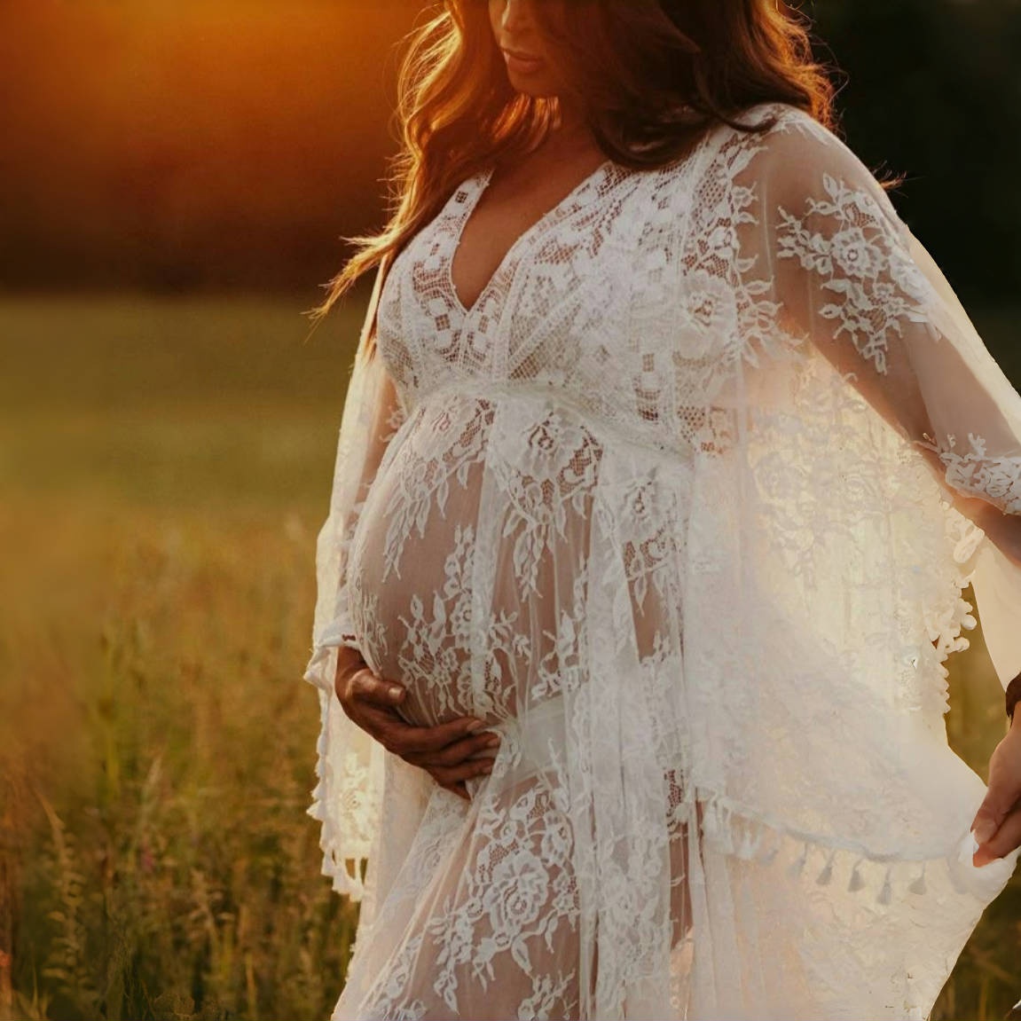 Boho Summer Beach Maxi Dress - Boho dentelle Matenrity séance Photo robes