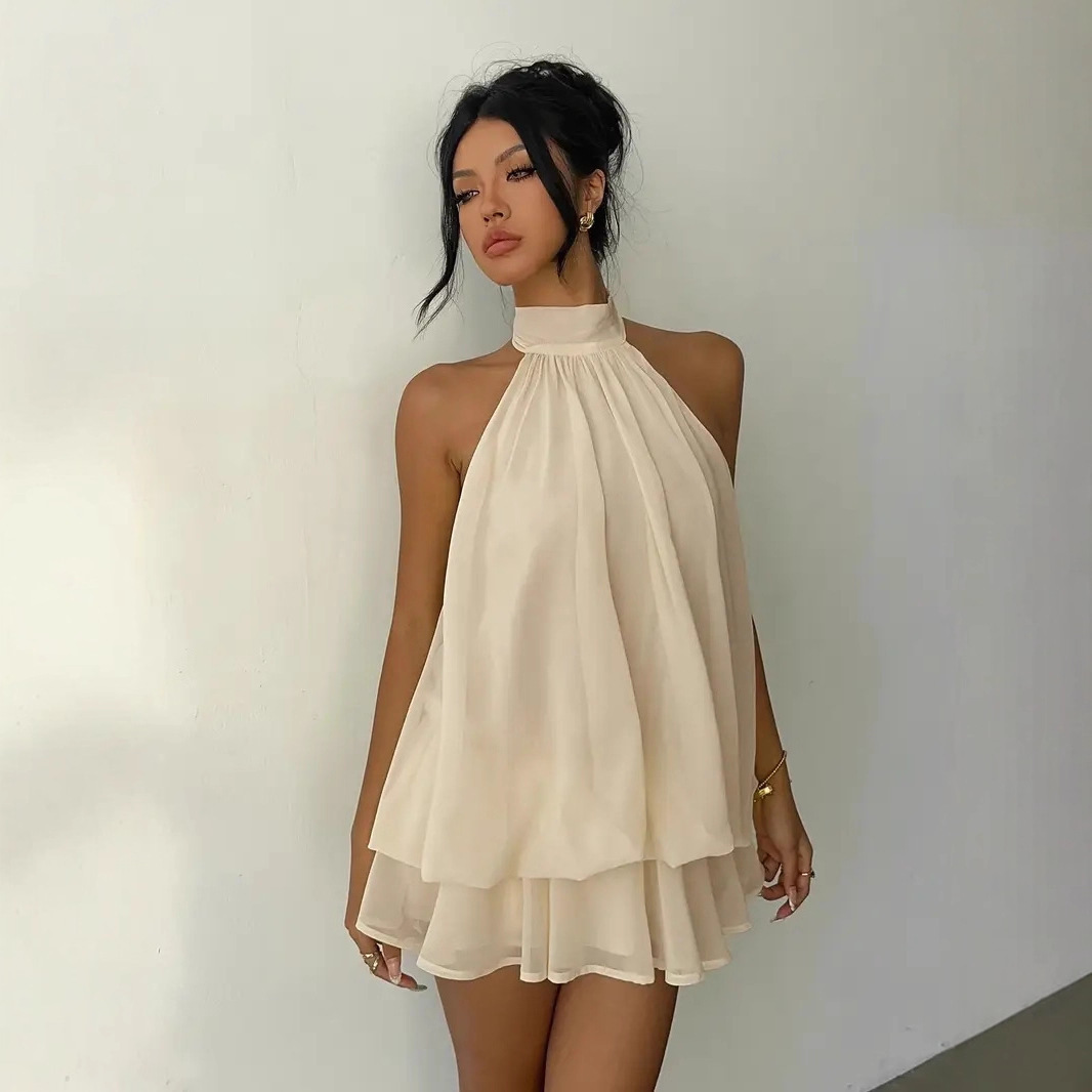Y2K Backless Halter Mini Dress - Robe de soirée sexy Y2K vintage