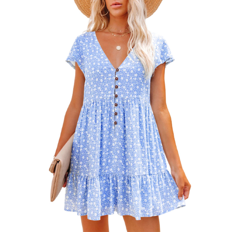 French Vintage Floral Midi Dress - En Europe et au printemps et