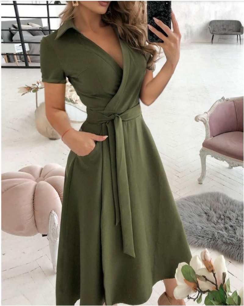 Robe mi-longue à manches court - French Vintage Floral Midi Dress avis et prix