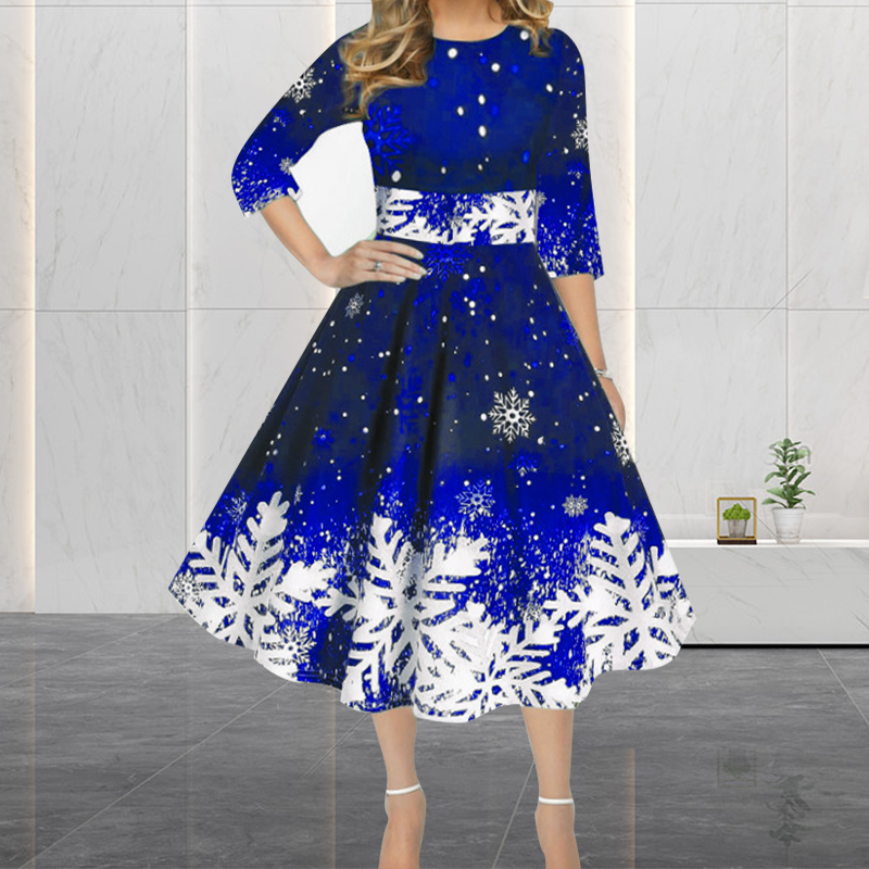 Robes de noël d'hiver pour fem - French Vintage Floral Midi Dress avis et prix