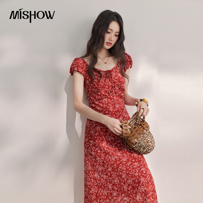 Robe longue midi en mousseline - French Vintage Floral Midi Dress avis et prix