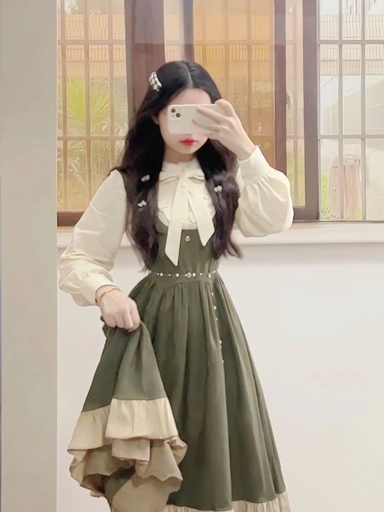 2025 nouveau japonais coréen K - Korean Style A Line Shirt Dress avis et prix