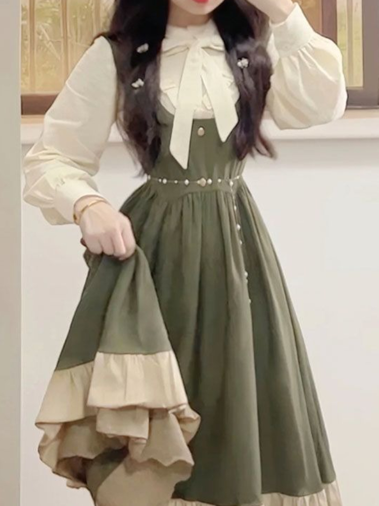 2025 nouveau japonais coréen K - Korean Style A Line Shirt Dress avis et prix